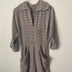 Vintage 1950s cotton grey checkered dress